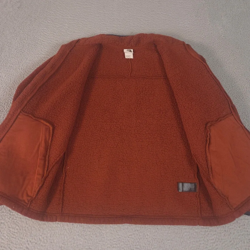 The North Face Jacket Mens Large Rust Cabin Fleece Full-Zip Sherpa Pile Pockets